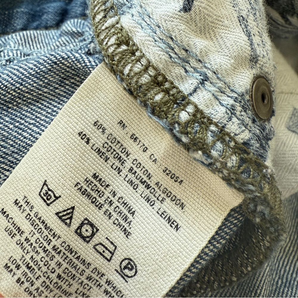 Anthropologie Pilcro Shorts 32 Waist Artstroke Print Boho Cotton Linen - Picture 10 of 12